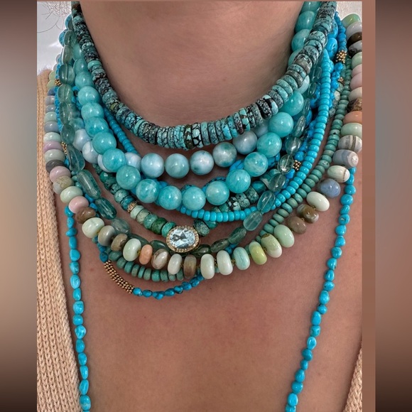 Chan Luu NWT $615 Turquoise Nugget Mix Sky Necklace 18K GP ~ GORGEOUS! - Picture 8 of 10